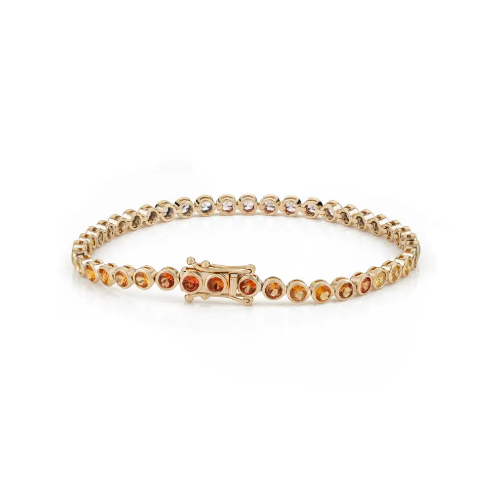 Bezel Set Colorful Multi Sapphire Stacking Tennis Bracelet K14 Pure Yellow Gold Custom Jewelry