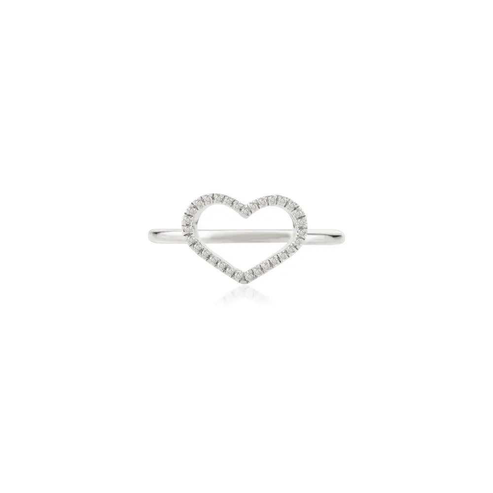 Latest Best Selling Natural Diamond 14K White Gold Open Heart Shape Ring Proposal Jewelry