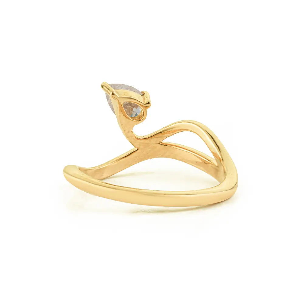 Unique Design 14K Yellow Gold Natural Diamond Double Wavy Band Pinky Ring For Girls
