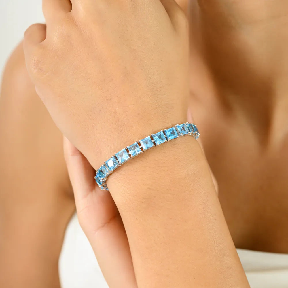 Best Selling Products Handmade Real Blue Topaz Statement Bracelet For Birthday Gift