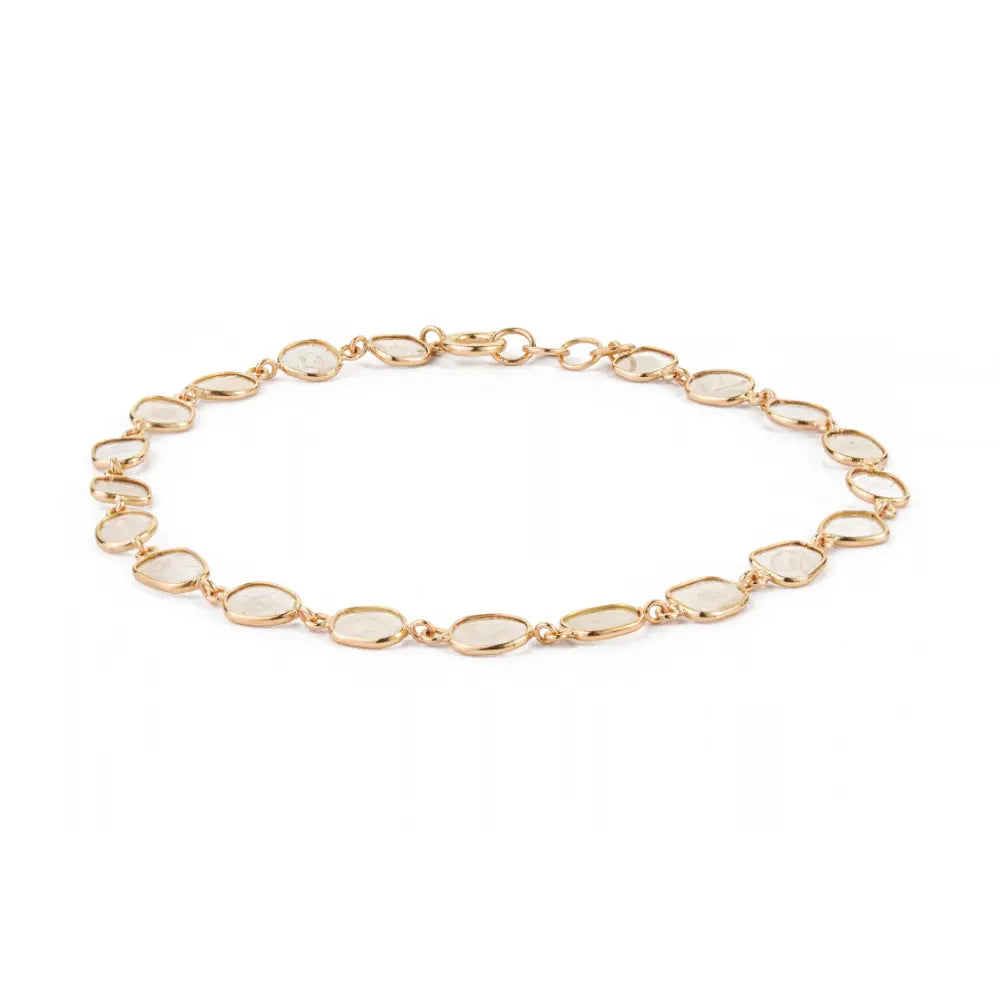 Latest New Arrivals Design 18K Yellow Gold Polki Diamond Station Bracelet Everyday Wear Jewelry For Unisex