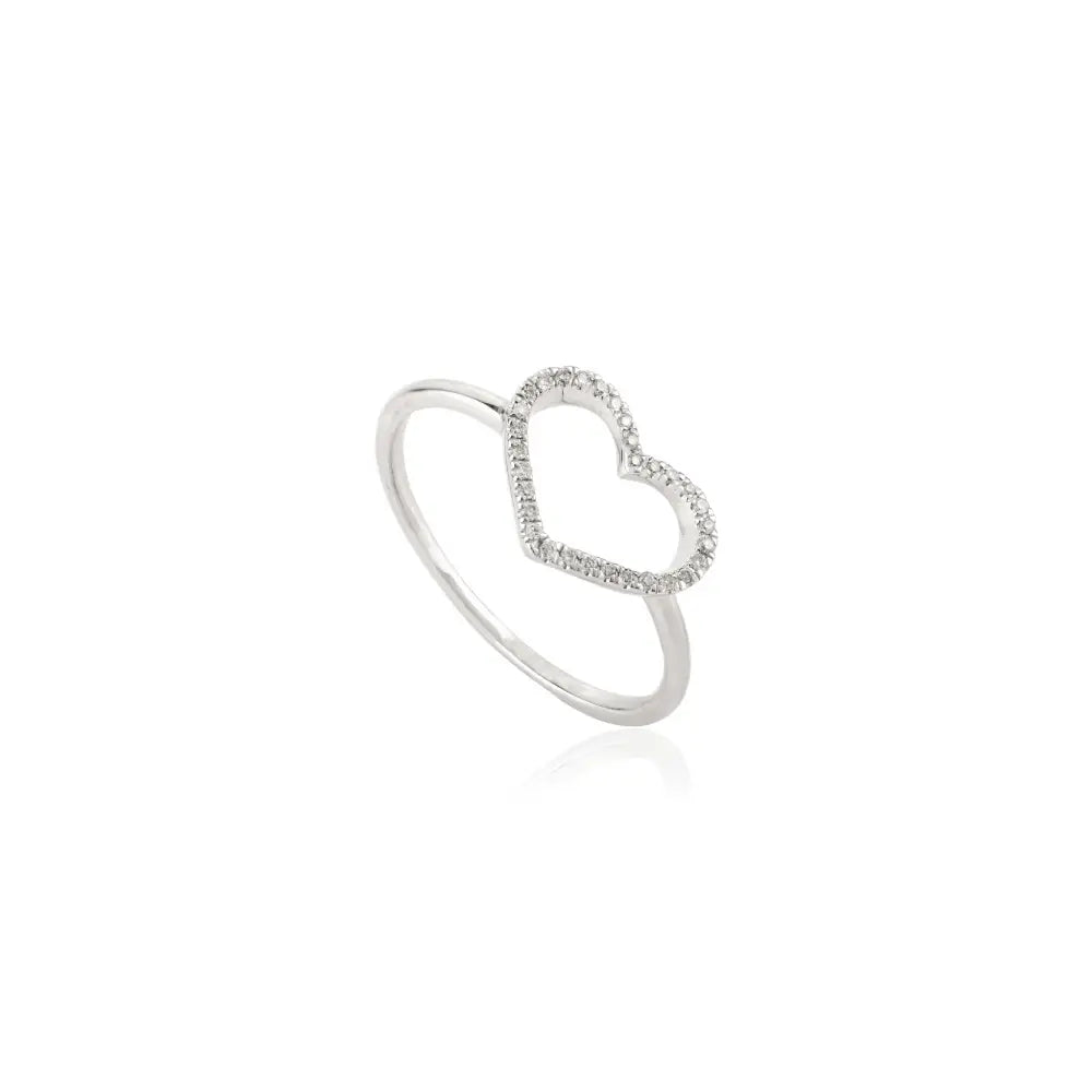 Latest Best Selling Natural Diamond 14K White Gold Open Heart Shape Ring Proposal Jewelry
