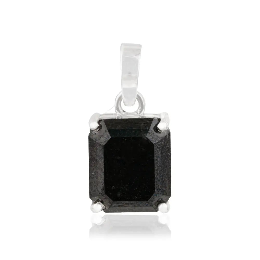 Prong Set 14K Solid White Gold Black Diamond Solitaire Pendant Customized Bulk Jewelry