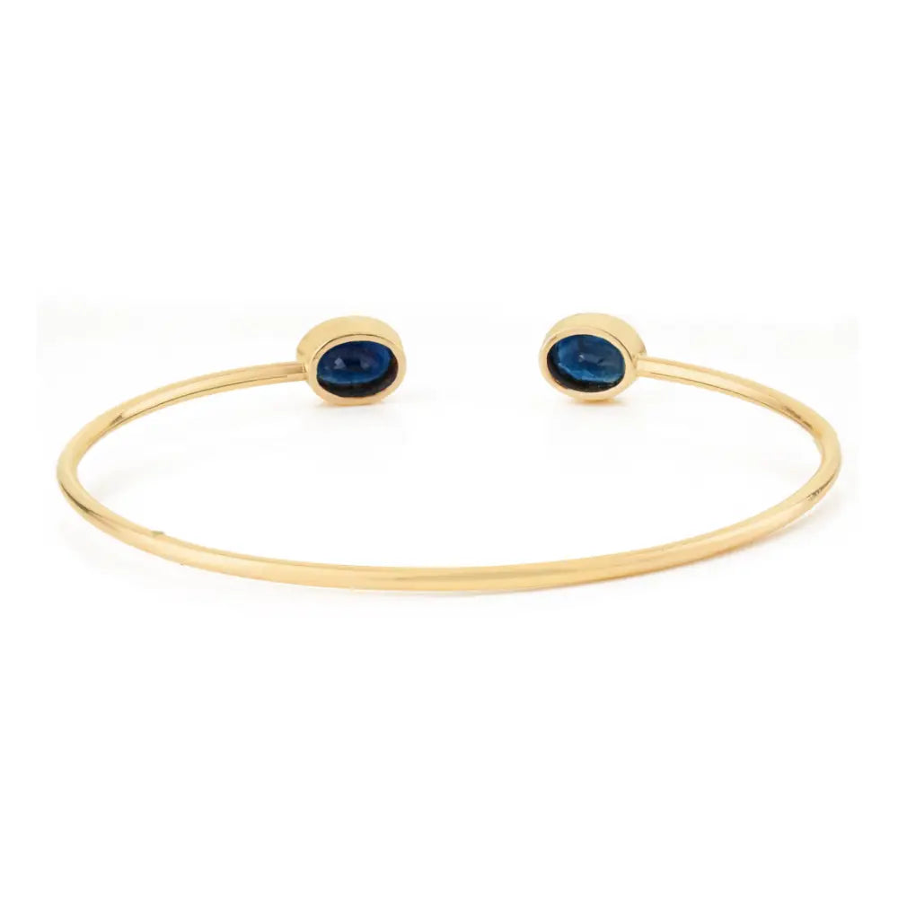 Elegant Design 14K Yellow Gold Blue Sapphire Stacking Cuff Bangle Precious Bulk Jewelry