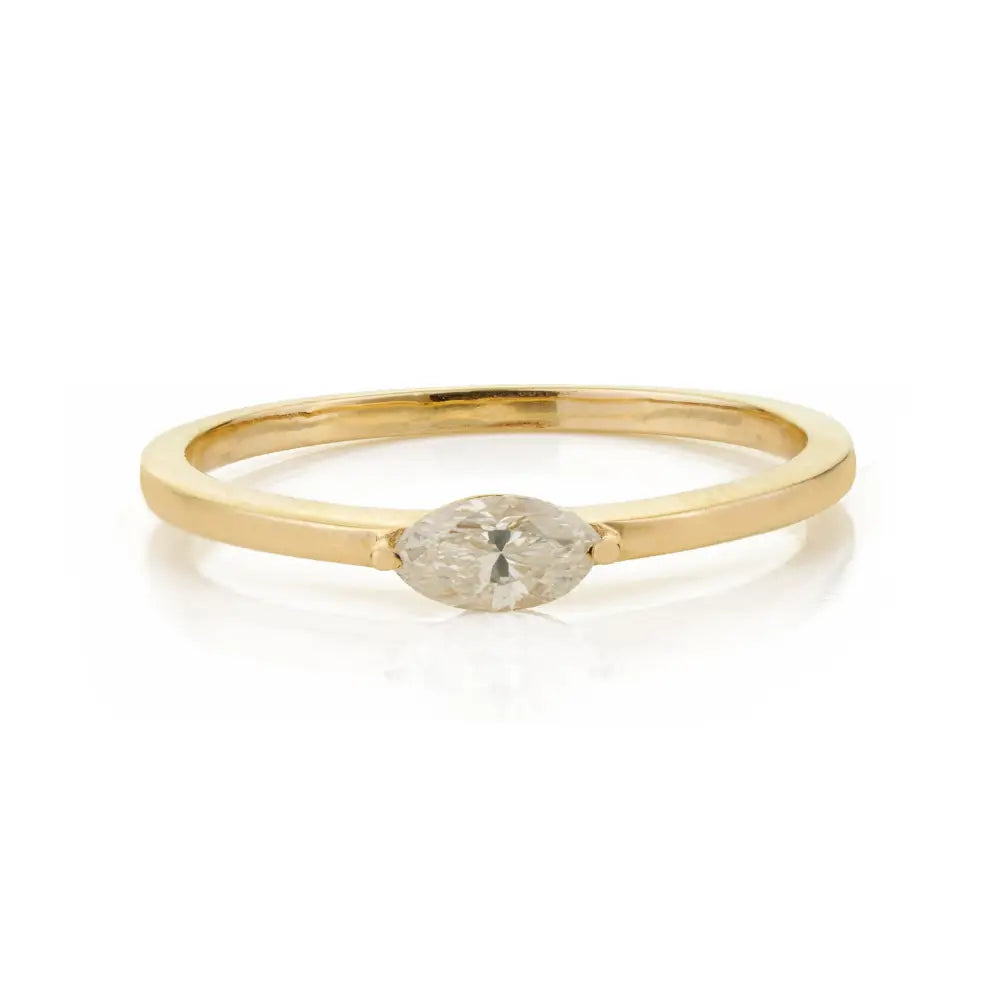 Marquise Shape Real Diamond K14 Yellow Gold Stacking Tiny Engagement Ring Bulk Jewelry