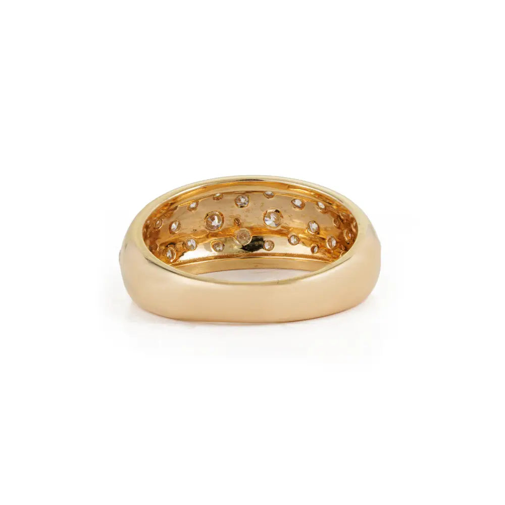 Pave Set Natural Diamond Bold Dome Ring For Unisex Sparkle Jewelry 14K Yellow Gold