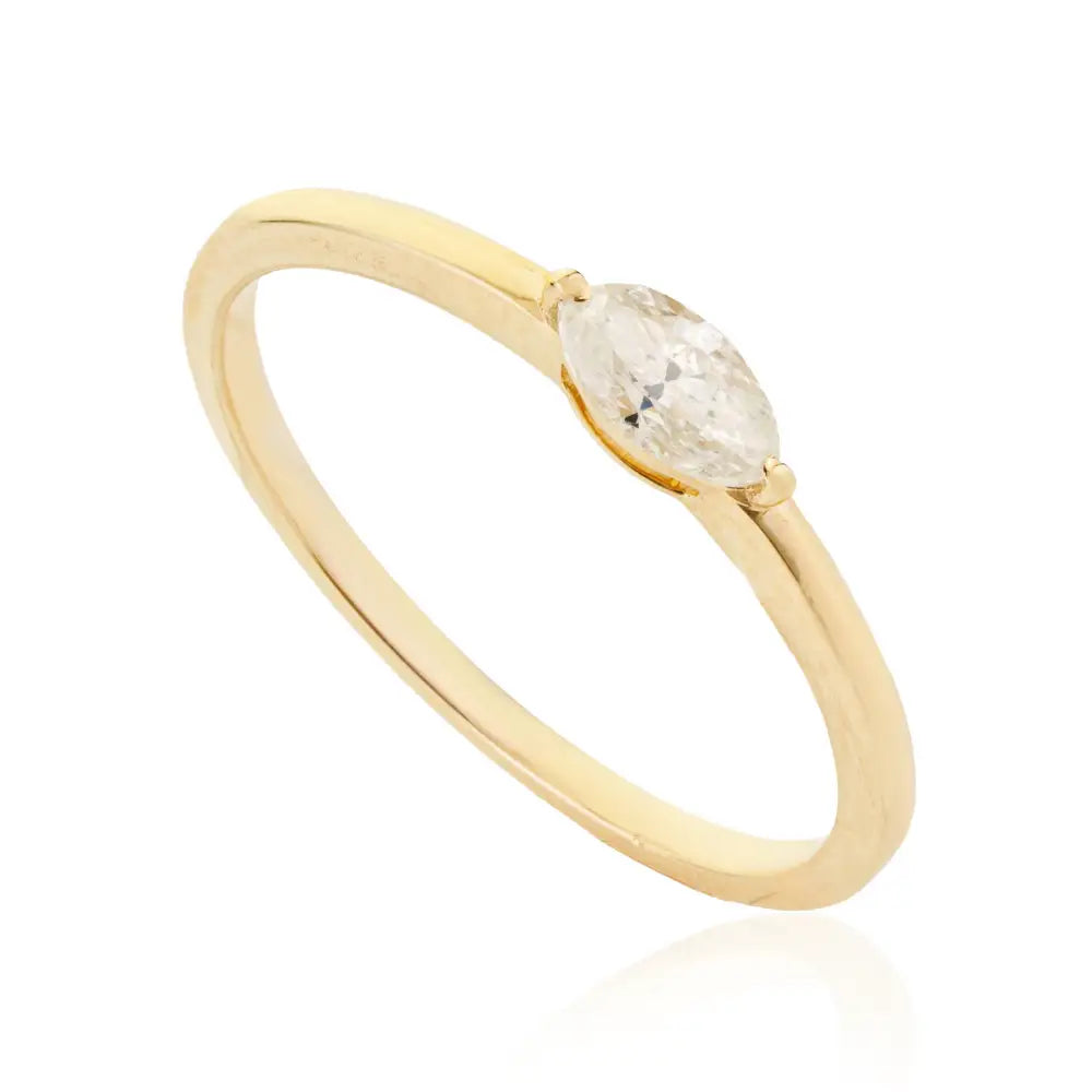 Marquise Shape Real Diamond K14 Yellow Gold Stacking Tiny Engagement Ring Bulk Jewelry