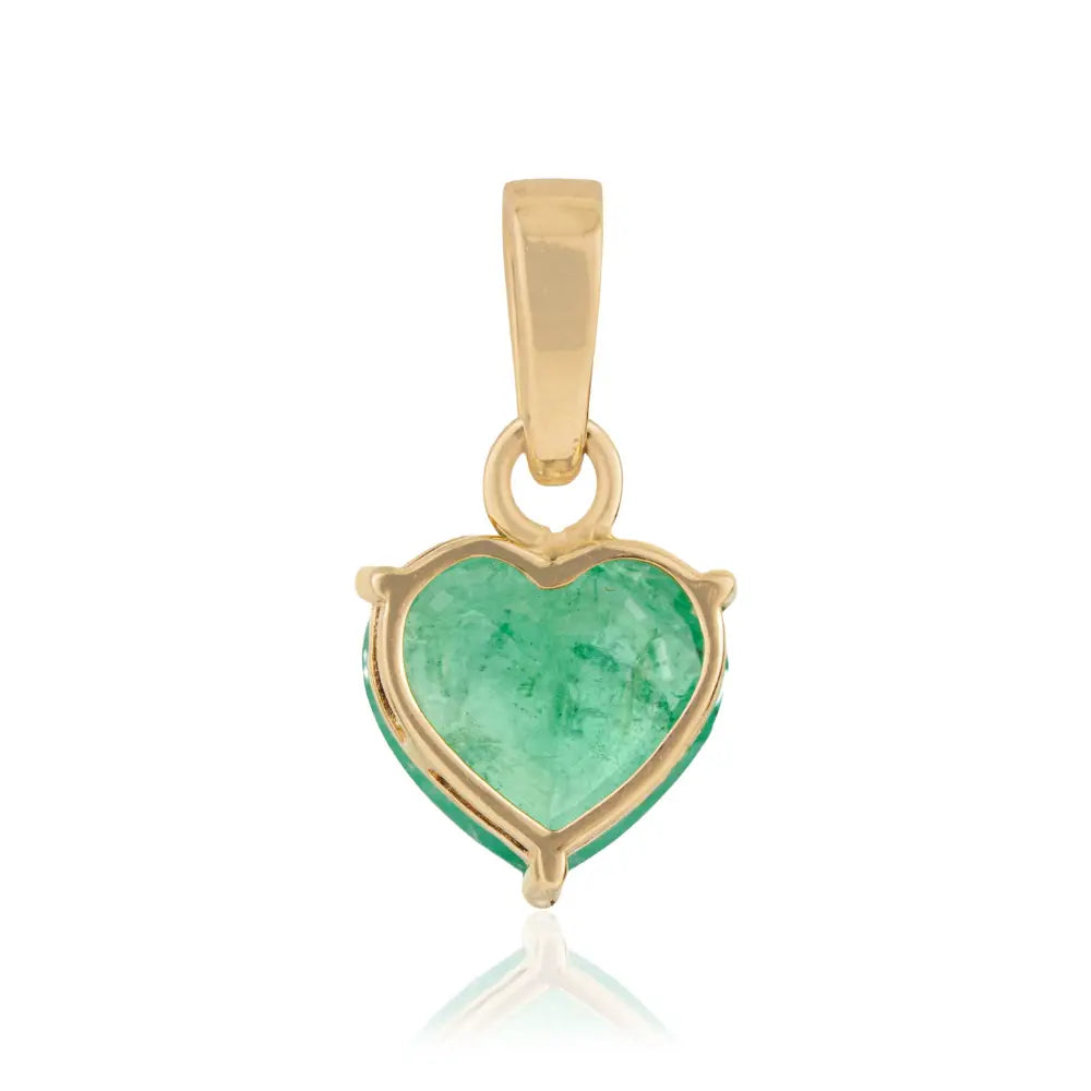 Solid 14K Yellow Gold Real Emerald Heart Shape Pendant Fine Minimal Jewelry Manufacturer
