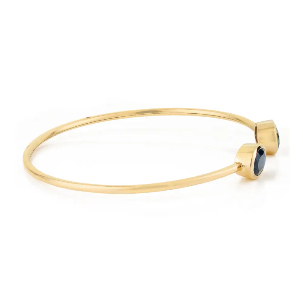Elegant Design 14K Yellow Gold Blue Sapphire Stacking Cuff Bangle Precious Bulk Jewelry