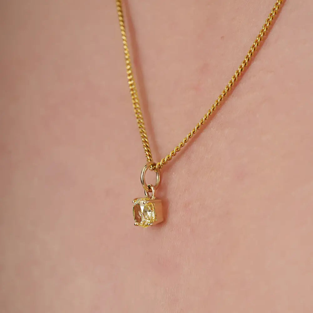 Delicate Oval Cut Yellow Diamond Minimal Dainty Pendant Daily Wear 14K Yellow Gold Jewelry