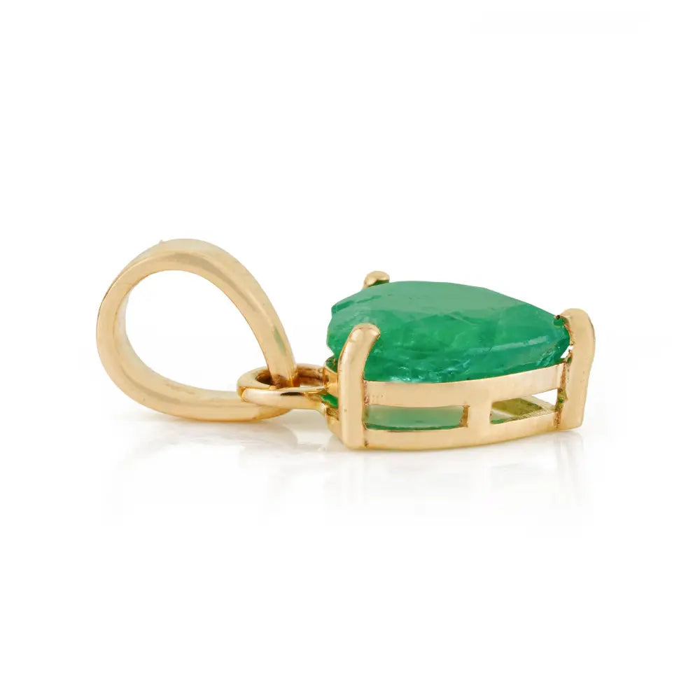 Solid 14K Yellow Gold Real Emerald Heart Shape Pendant Fine Minimal Jewelry Manufacturer