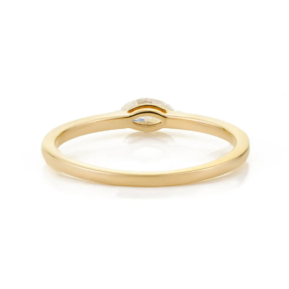 Marquise Shape Real Diamond K14 Yellow Gold Stacking Tiny Engagement Ring Bulk Jewelry