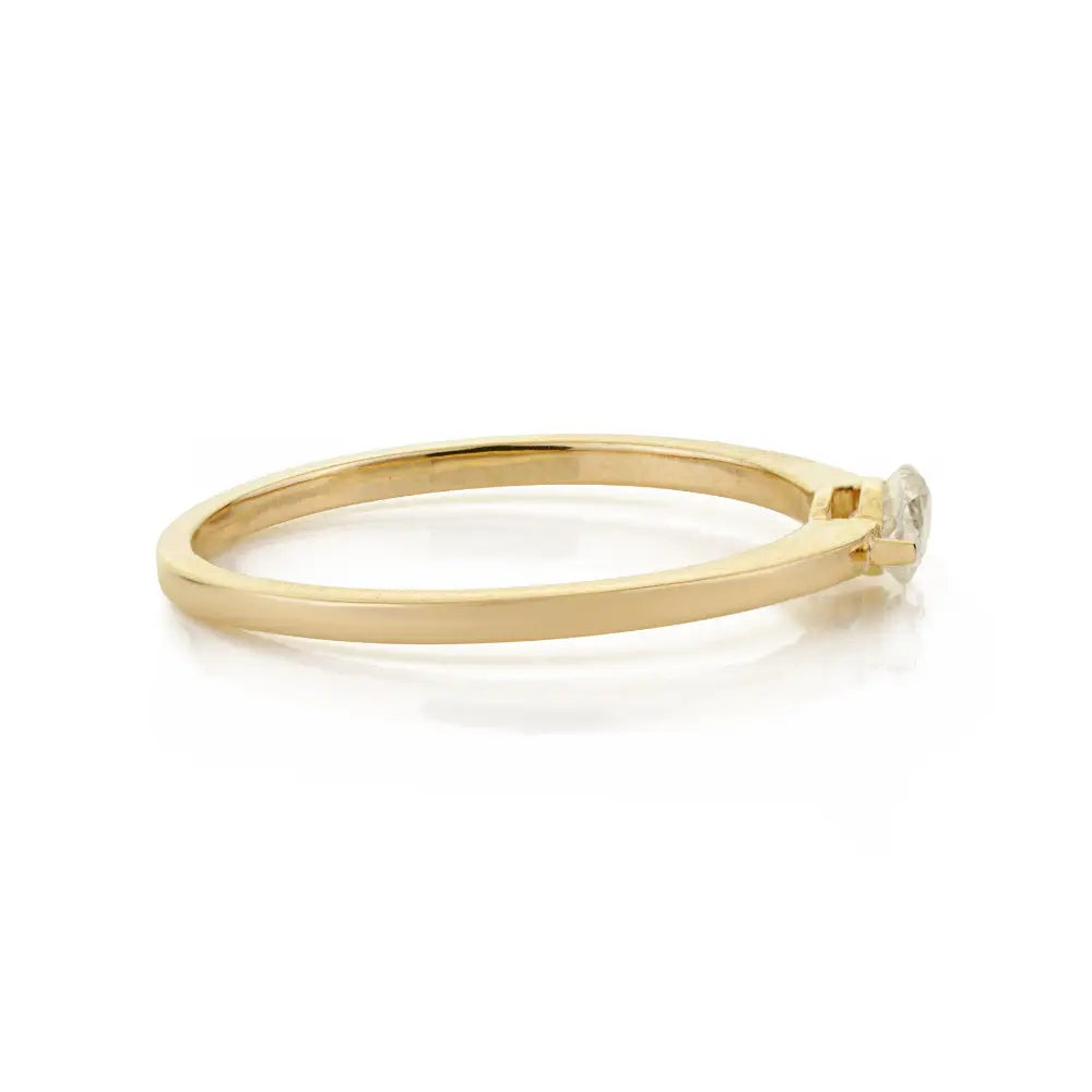 Marquise Shape Real Diamond K14 Yellow Gold Stacking Tiny Engagement Ring Bulk Jewelry