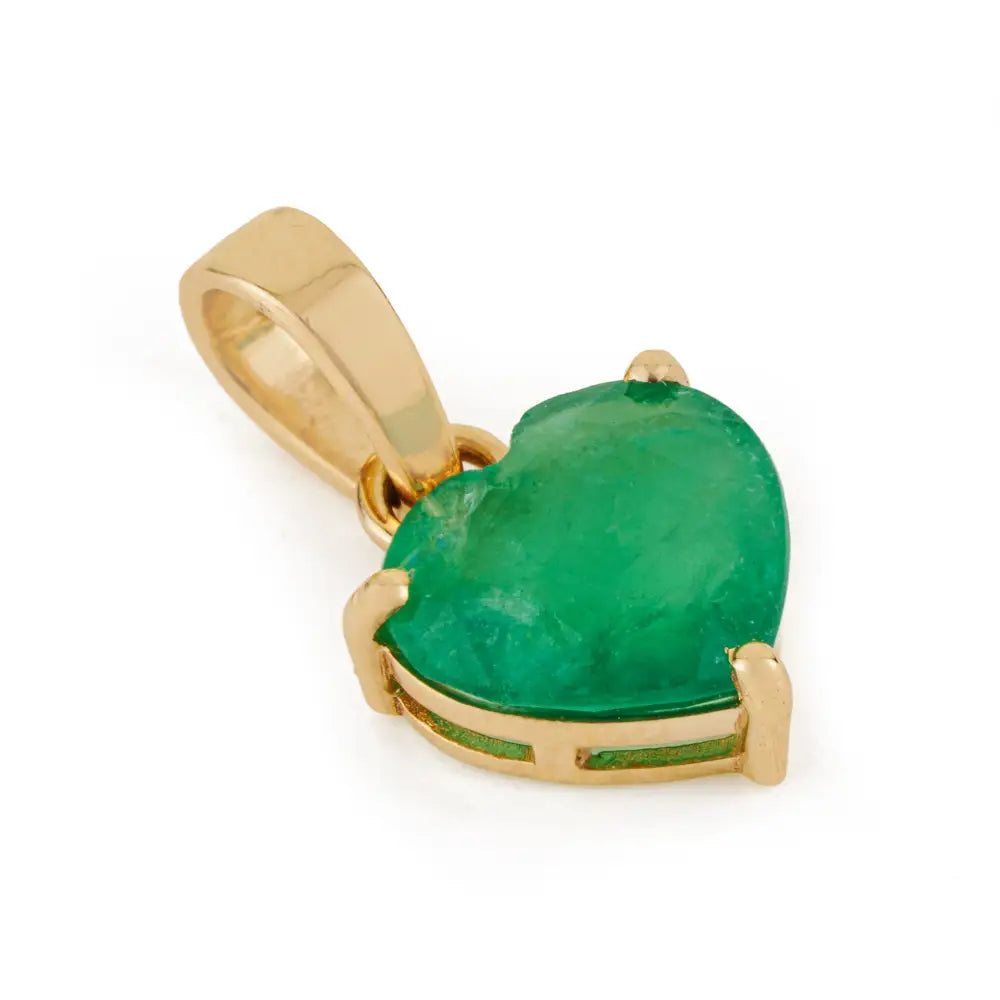 Solid 14K Yellow Gold Real Emerald Heart Shape Pendant Fine Minimal Jewelry Manufacturer
