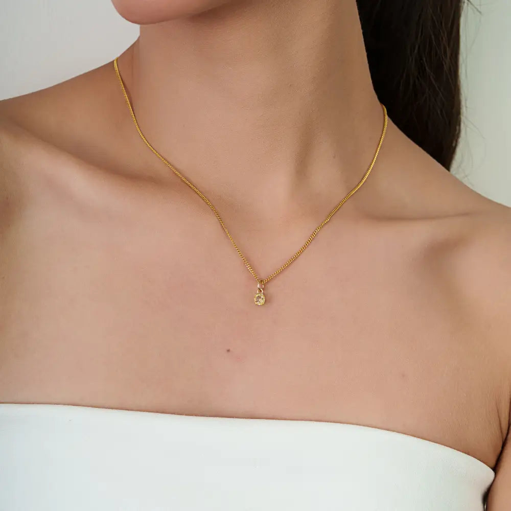 Delicate Oval Cut Yellow Diamond Minimal Dainty Pendant Daily Wear 14K Yellow Gold Jewelry