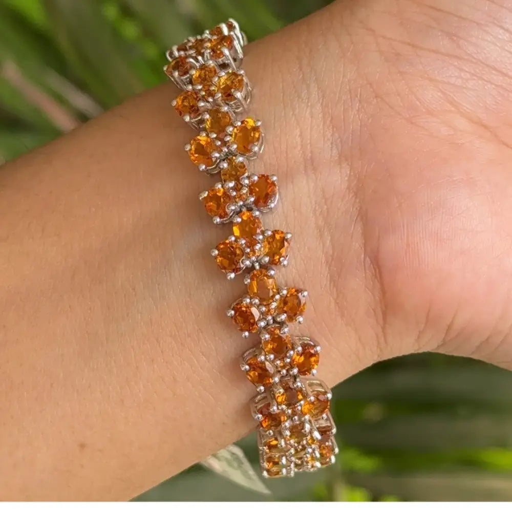 Semi Precious Gemstone 100% Natural Citrine Tennis Bracelet For Women Wholesale Fine Jewelry