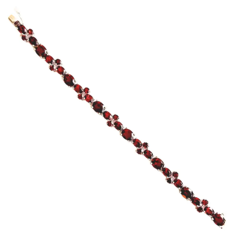 Popular Newly Design Garnet Tennis Bracelet Set In Pure Sterling 925 Silver Birthday Gift For Her