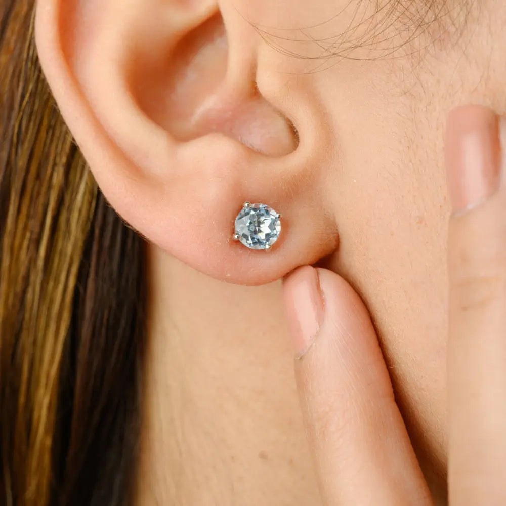 Best Selling Products Blue Topaz 14K White Gold Handmade Earring