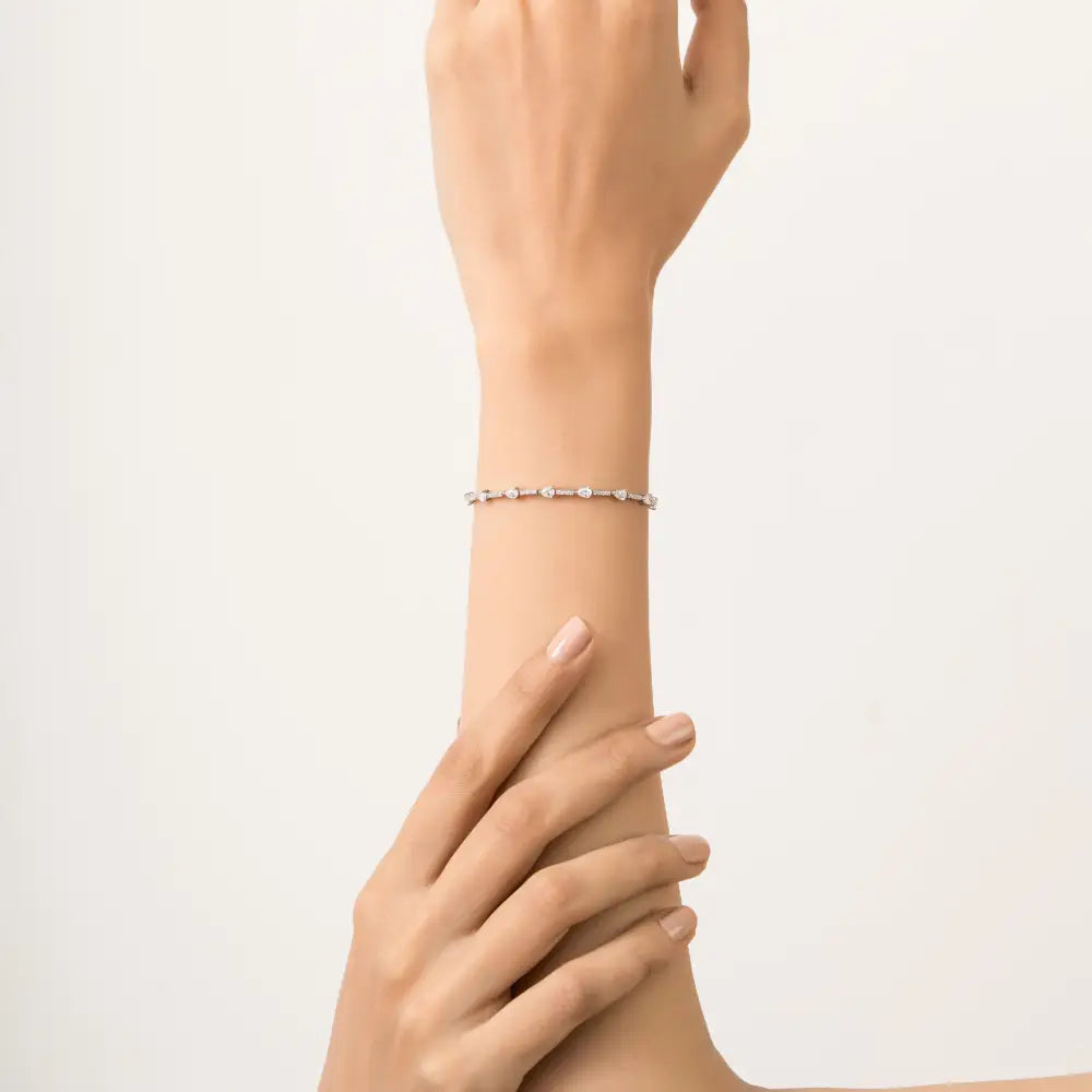 Handmade Natural Diamond 14K Real White Gold Fine Sleek Tennis Bracelet Wholesale Jewelry