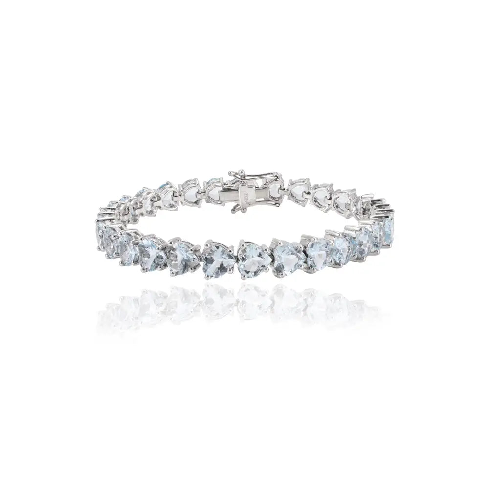 Bulk Order Natural Heart Shape Aquamarine Stackable Tennis Bracelet Exclusive Jewelry