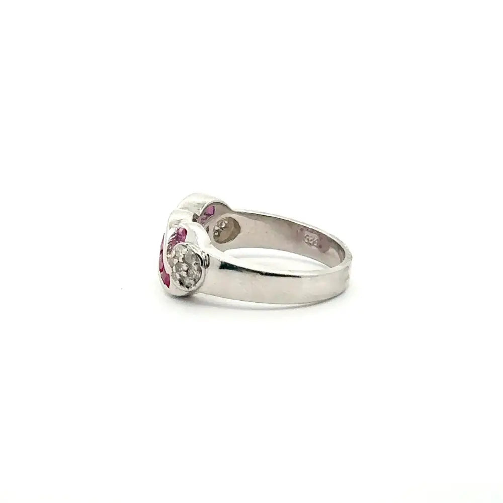 Stunning Fine Jewelry Ruby & American Diamond Band Ring Set In 925 Sterling Silver Latest Design