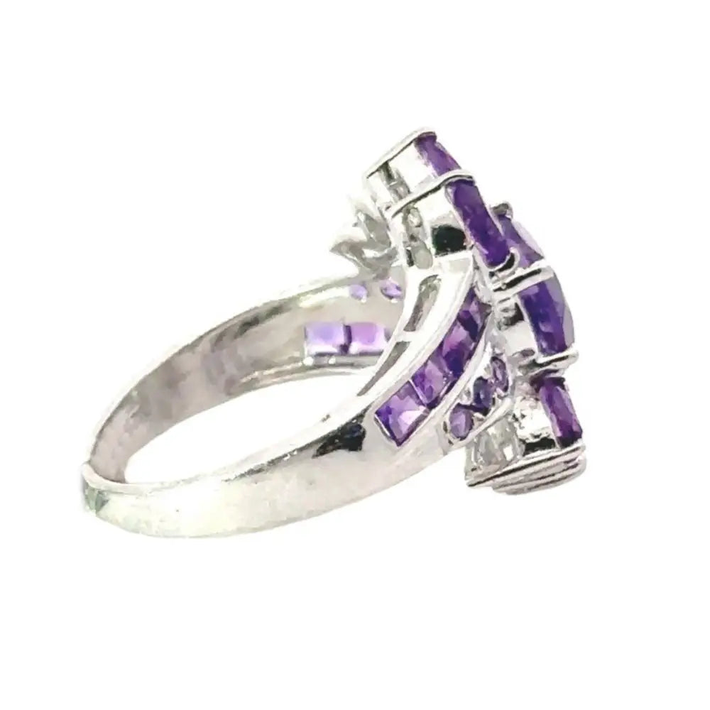 Delicate Modern Design Real Amethyst Febuary Birthstone Ring For Men Unique Jewelry