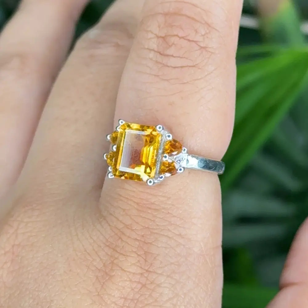 Bulk Order Jewelry Authentic Natural Citrine November Birthstone Ring Set In Prong Setting