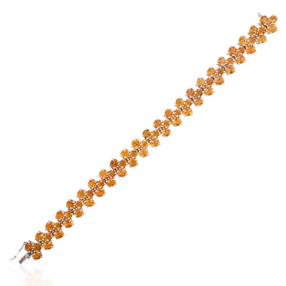 November Birthstone Citrine Solid 925 Silver Wedding Tennis Bracelet For Unisex High grade Gemstone Jewelry