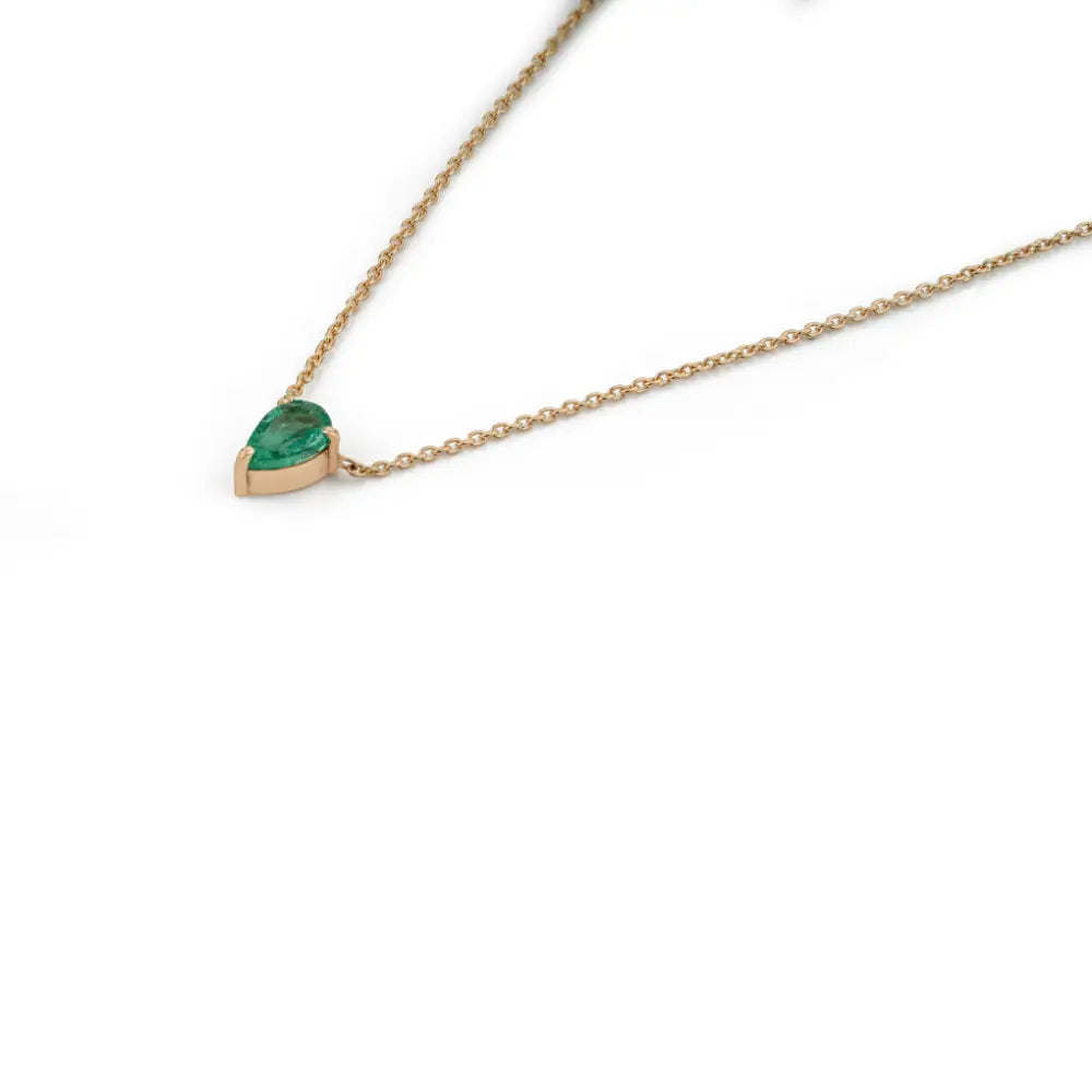 Dainty Minimal Emerald 18K Real Yellow Gold Single Stone Pendant Necklace New Arrivals Jewelry