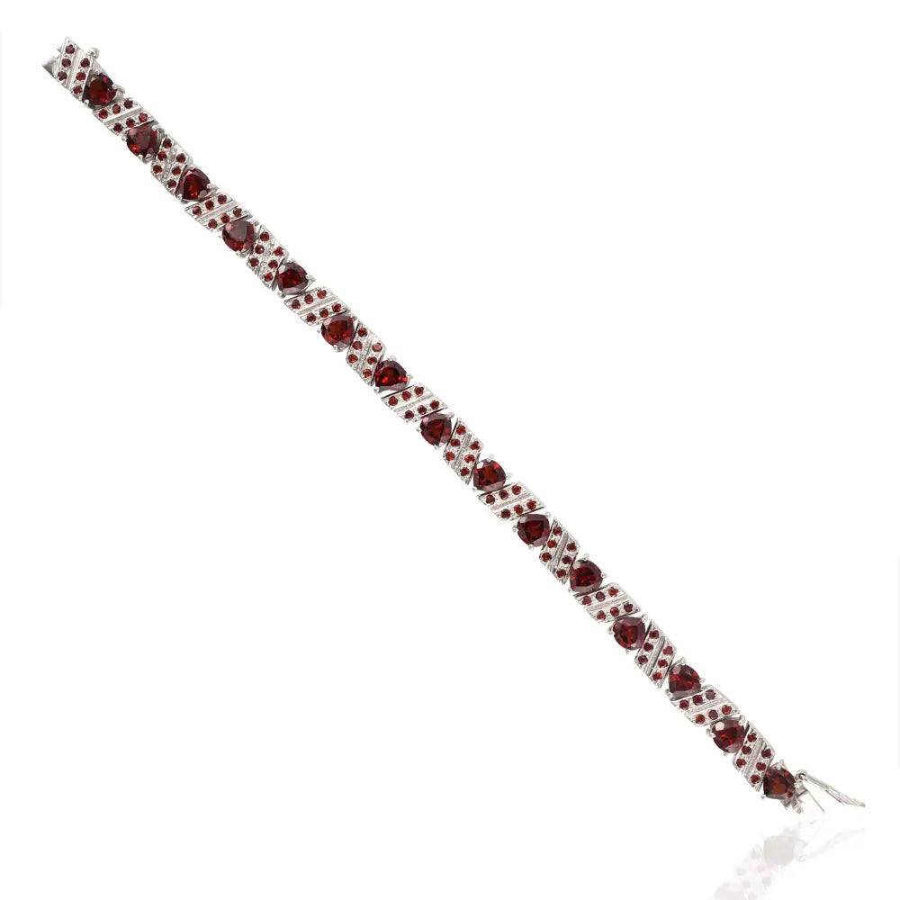 Heart & Round Shape Genuine Garnet Tennis Bracelet For Women High Grade Jewelry Manufacturer