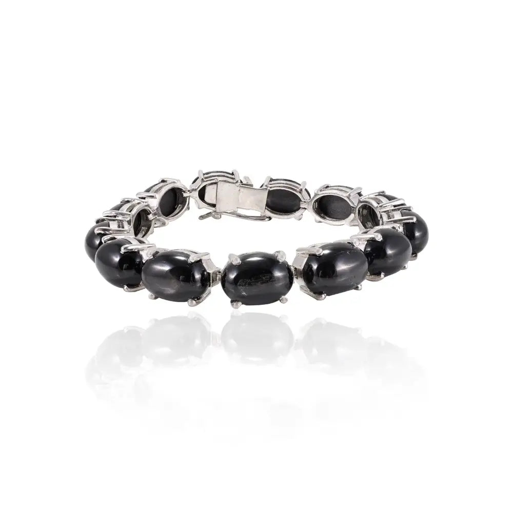 Newly Design Oval Cut Black Star 925 Sterling Silver Tennis Bracelet For Unisex Custom Jewelry