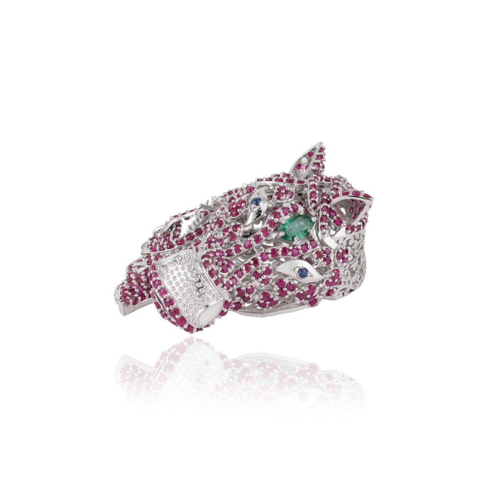 Unique Creative Design 925 Sterling Silver Natural Ruby Gemstone Horse Brooch Fine Jewelry