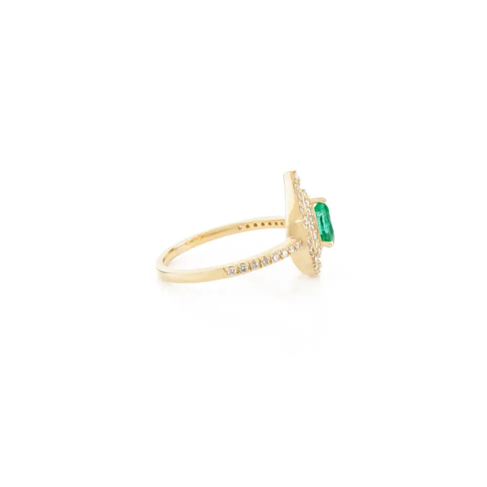 May Birthstone Natural Emerald & Diamond Engagement Ring Factory Custom Made Jewelry Manufacturer