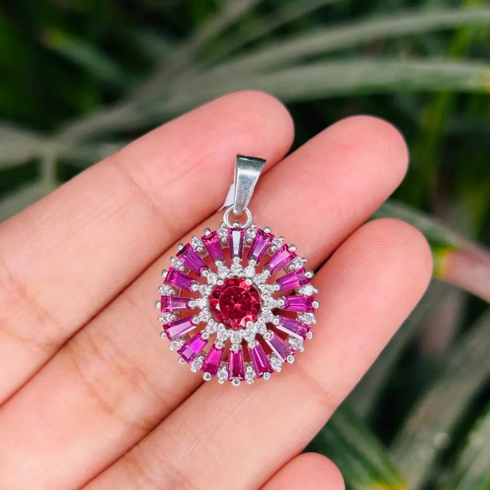 Unique Trendy Products Handmade Real Tourmaline & American Diamond Statement Pendant