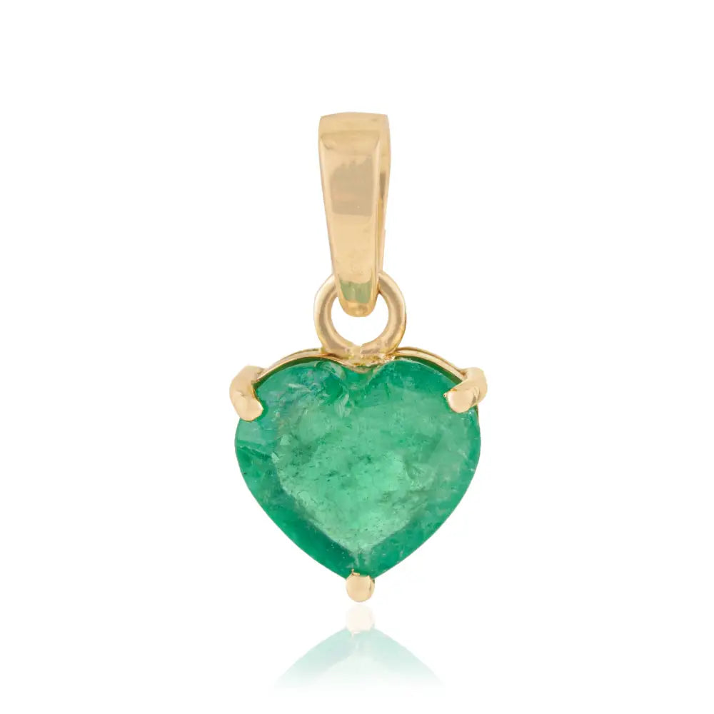 Solid 14K Yellow Gold Real Emerald Heart Shape Pendant Fine Minimal Jewelry Manufacturer