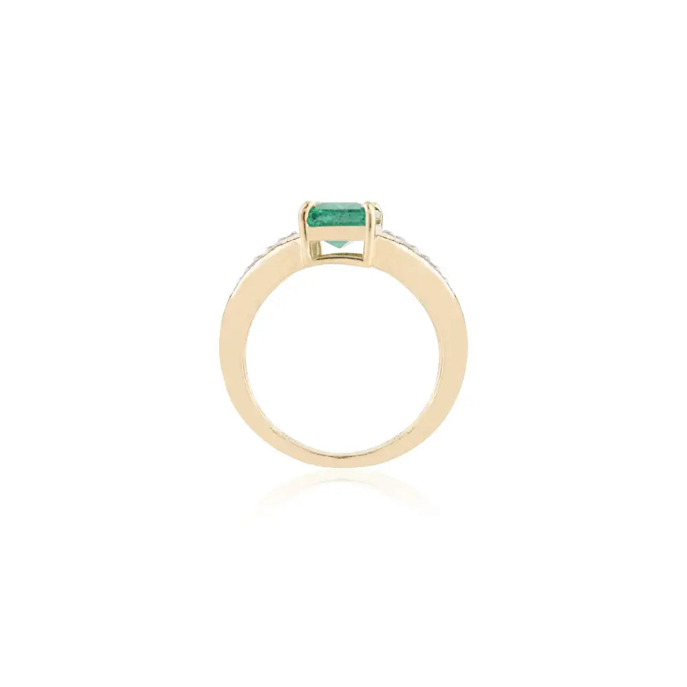 New Trendy Products Solid 18K Yellow Gold Emerald & Diamond Stackable Ring For Unisex