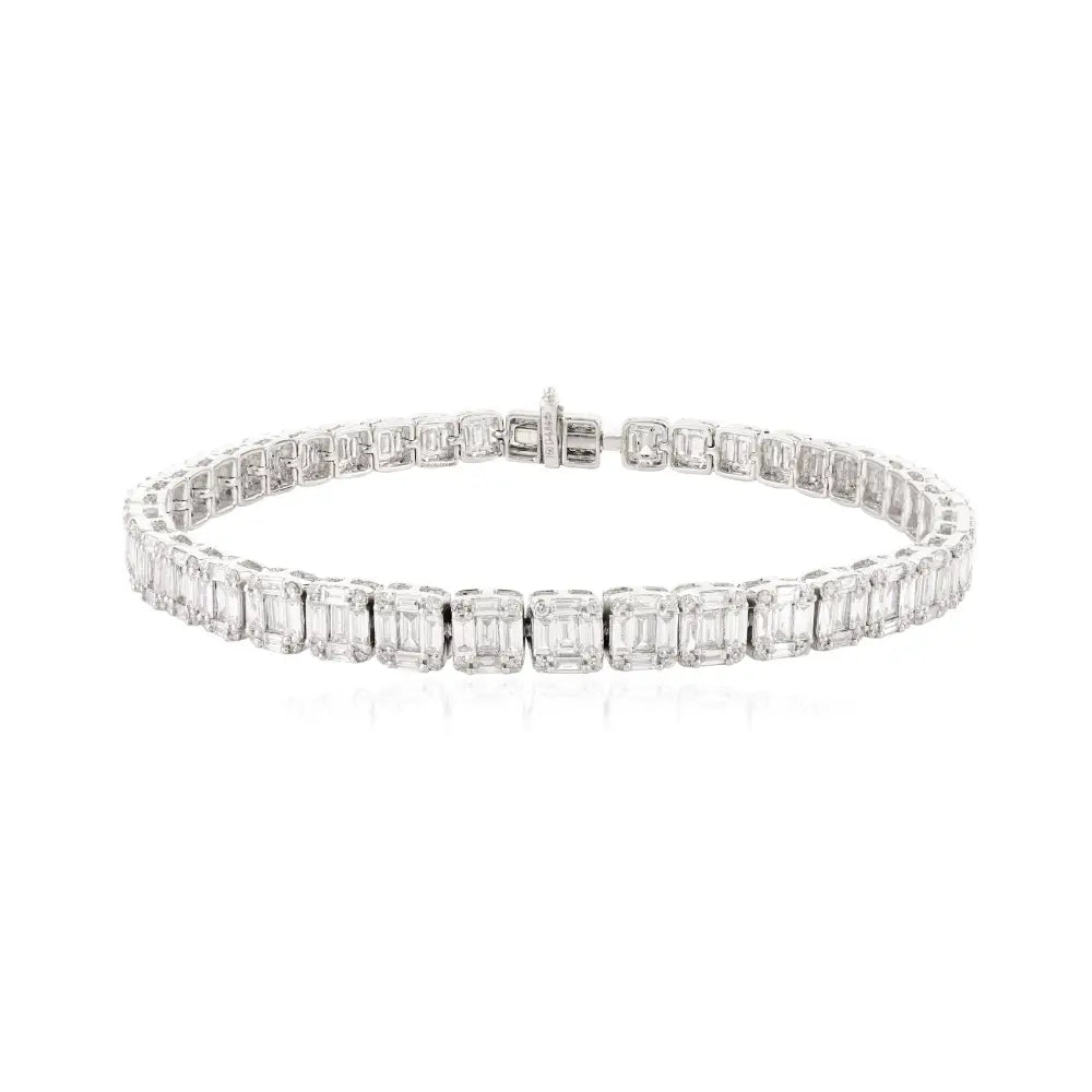 Factory Custom 100% Real Diamond Tennis Bracelet Customized 18K White Gold Jewelry