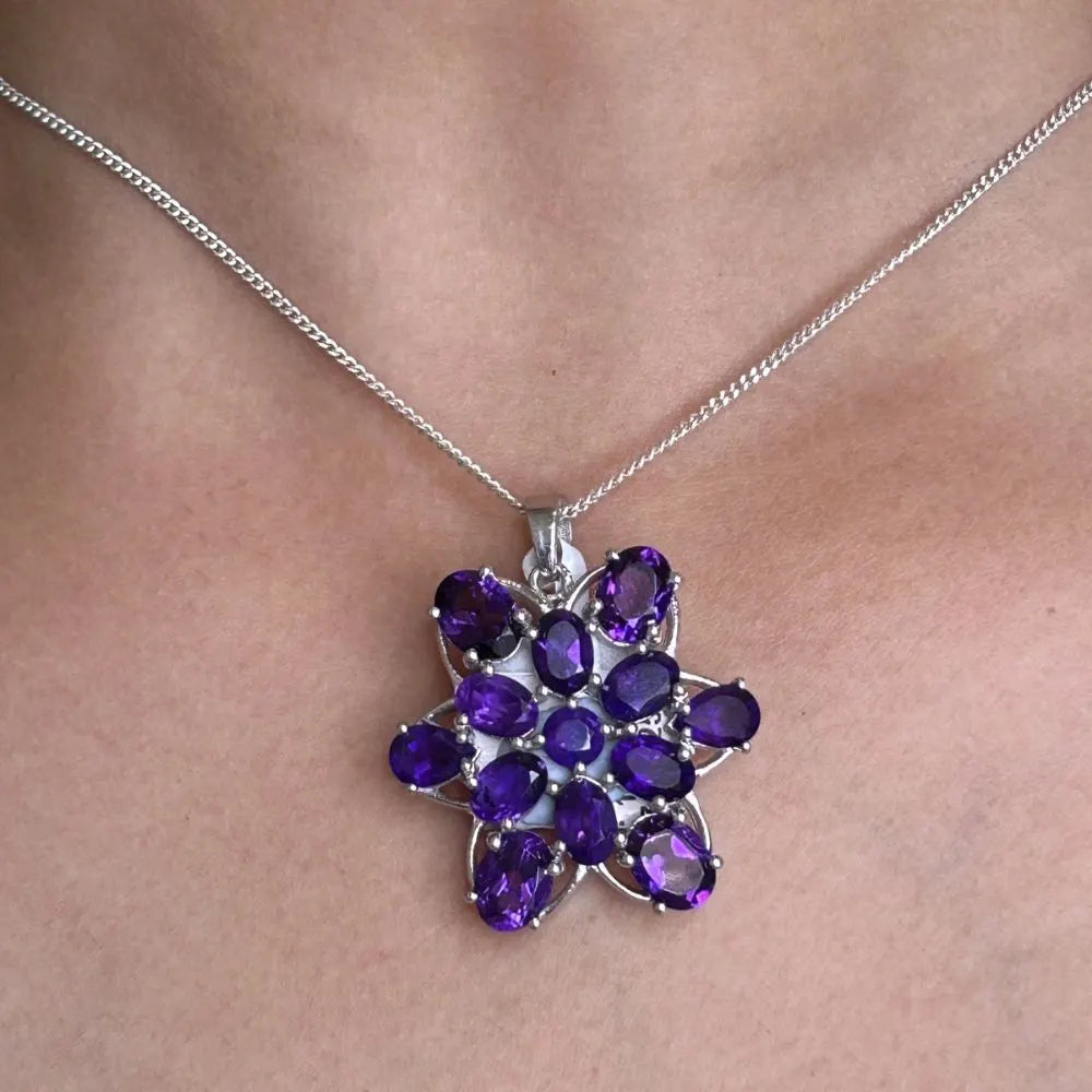 New Jewelry Collection Natural Purple Amethyst Gemstone Statement Pendant