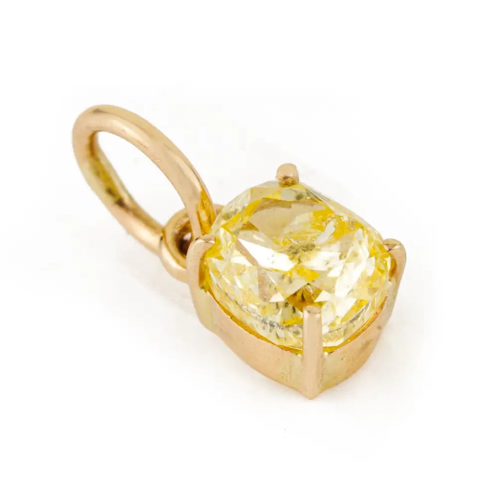 Delicate Oval Cut Yellow Diamond Minimal Dainty Pendant Daily Wear 14K Yellow Gold Jewelry