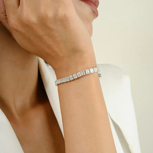 Factory Custom 100% Real Diamond Tennis Bracelet Customized 18K White Gold Jewelry