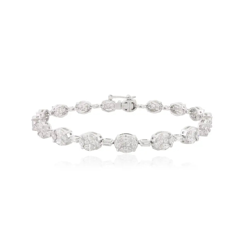Unique Designer White Gold 100% Natural Diamond Stacked Tennis Bracelet For Unisex