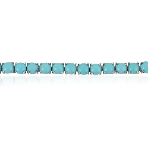 Gorgeous 925 Sterling Silver Natural Turquoise December Birthstone Unisex Tennis Bracelet