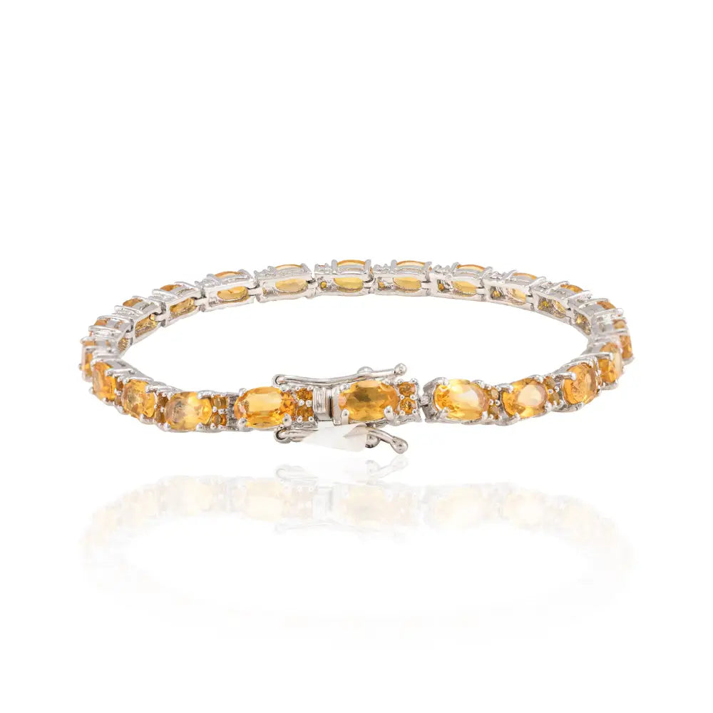 Popular Design Citrine Tennis Bracelet In 925 Solid Silver Women Gift Jewelry Manufacturer