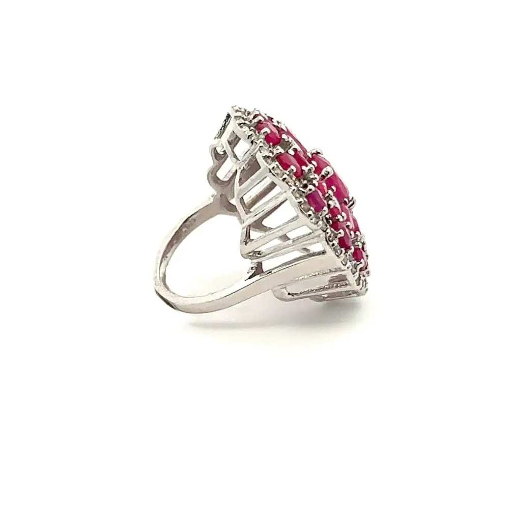 Factory Directly Sale Ruby & American Diamond Cocktail Ring Wholesale July Birthstone Jewelry