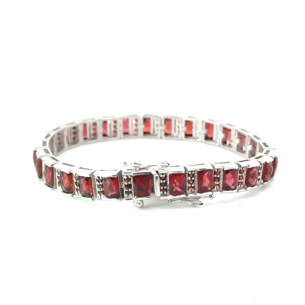 Fine Newly Design Real Garnet Tennis Bracelet Engagement Gift Wholesale 925 Silver Jewelry