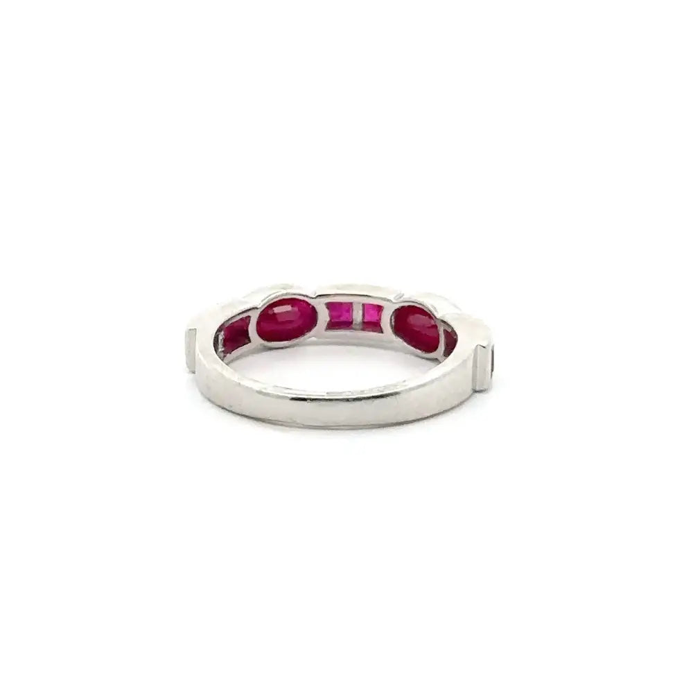 Best Selling Products Genuine Ruby Half Eternity Band Ring Set In Sterling 925 Silver Women Jewelry