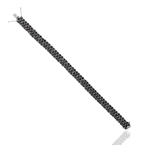 Classic Natural Black Onyx Gemstone 925 Sterling Silver Statement Bracelet For Women's