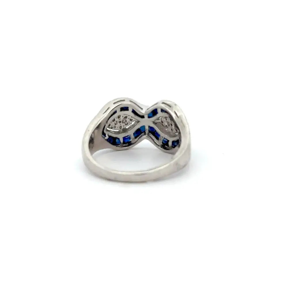 Custom Made Jewelry Manufacturer Blue Sapphire & American Diamond Statement Ring For Unisex