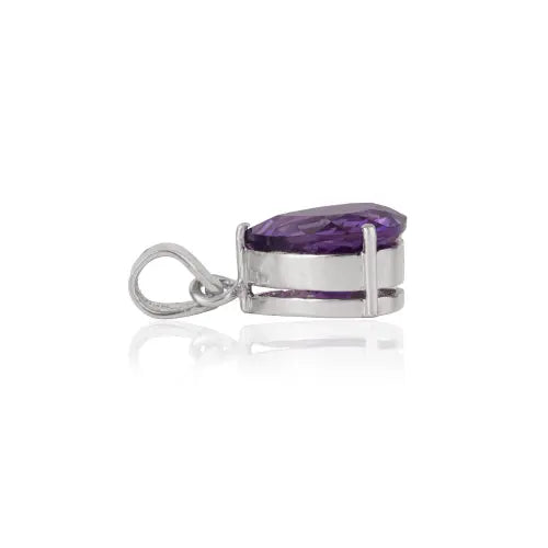 Stunning 925 Sterling Silver 10x10 mm Trillion Cut Natural Amethyst Solitaire Gemstone Pendant