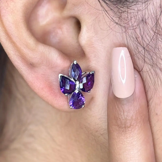 Newly Design Real Amethyst Handmade Stud Earrings Fine Wholesale Jewelry Supplier